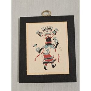 Native American Sand Painting “The Apache Mountain Spirit Dancer" 6.5” VTG 1975